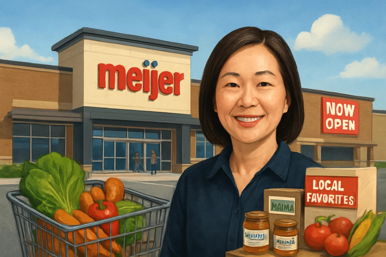 AI-generated illustration of the topic: Meijer opens 75,000-sq.-ft. Grocery store in Fishers, its second Indiana location