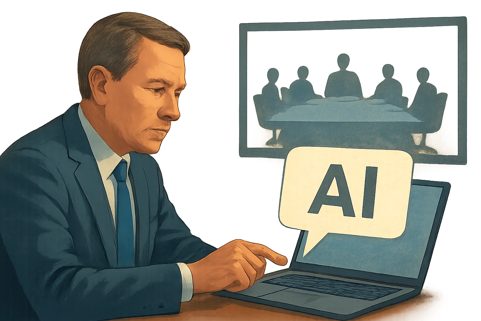 AI-generated illustration of the topic: Indianapolis-based OnBoard launches AI Assist to add conversational AI to its board-management platform