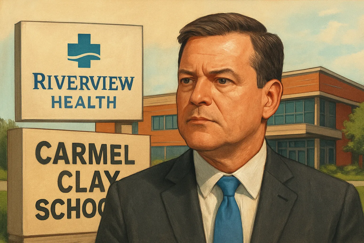 AI-generated illustration of the topic: Carmel Clay Schools ends 30-year athletic-training tie with Ascension St. Vincent, hires Riverview Health at $300K/year