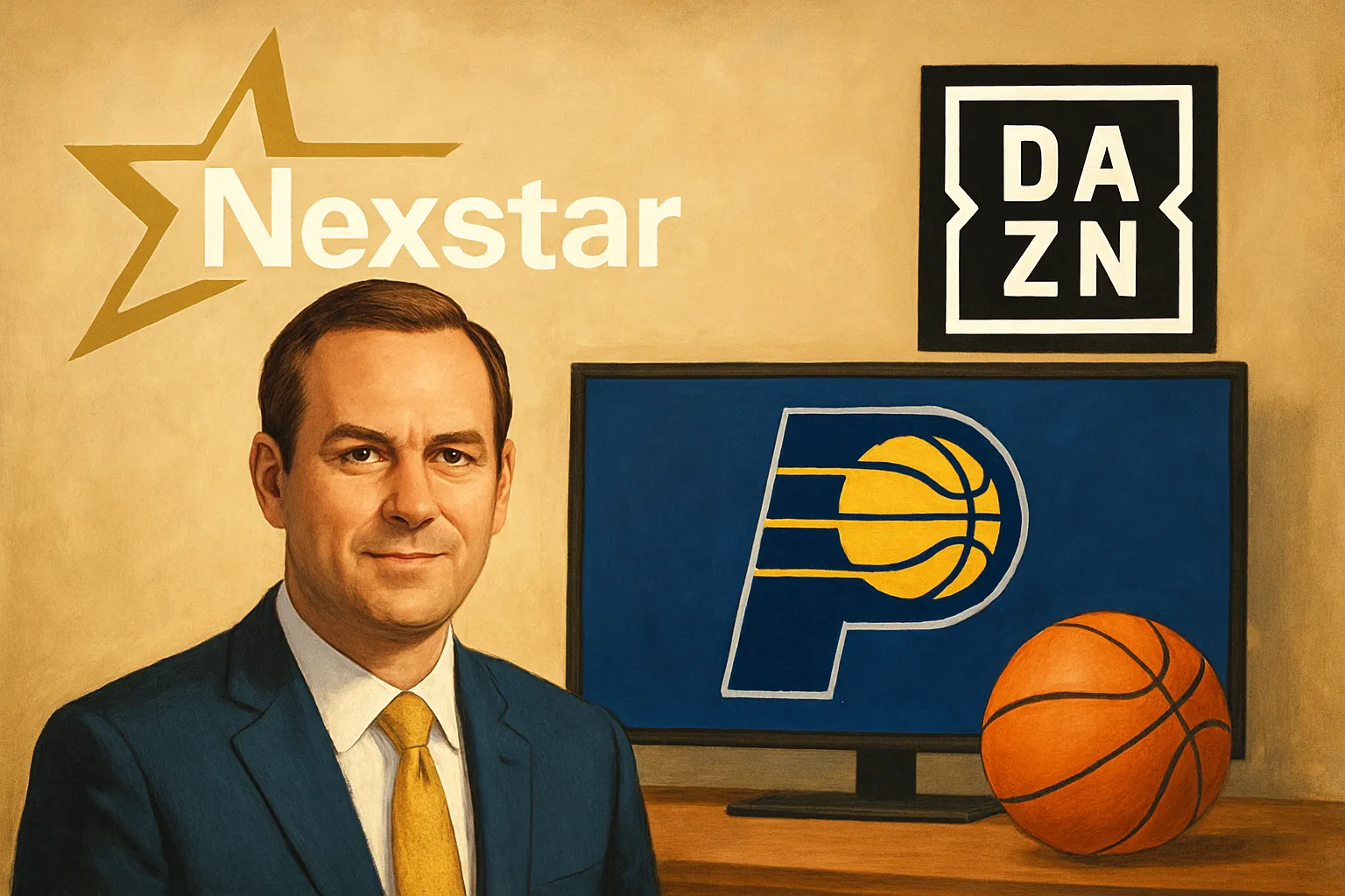 AI-generated illustration of the topic: Nexstar and DAZN to televise and stream 15 Indiana Pacers games starting Oct. 23