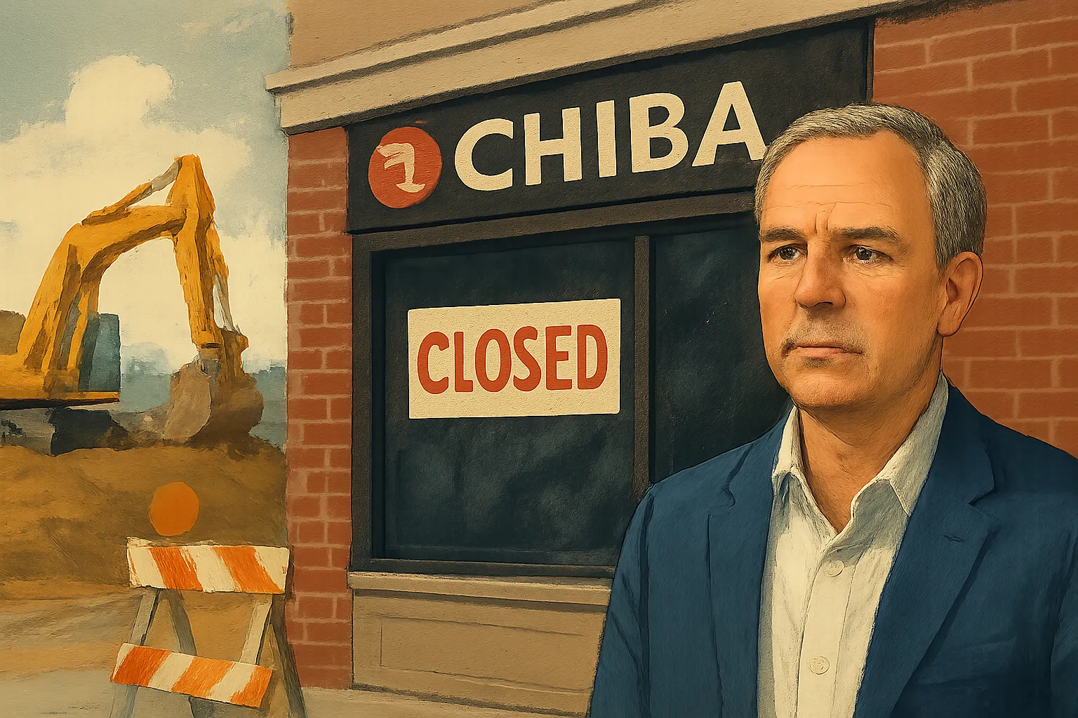 AI-generated illustration of the topic: Westfield sushi restaurant Chiba permanently closes Park Street location amid Park Street construction