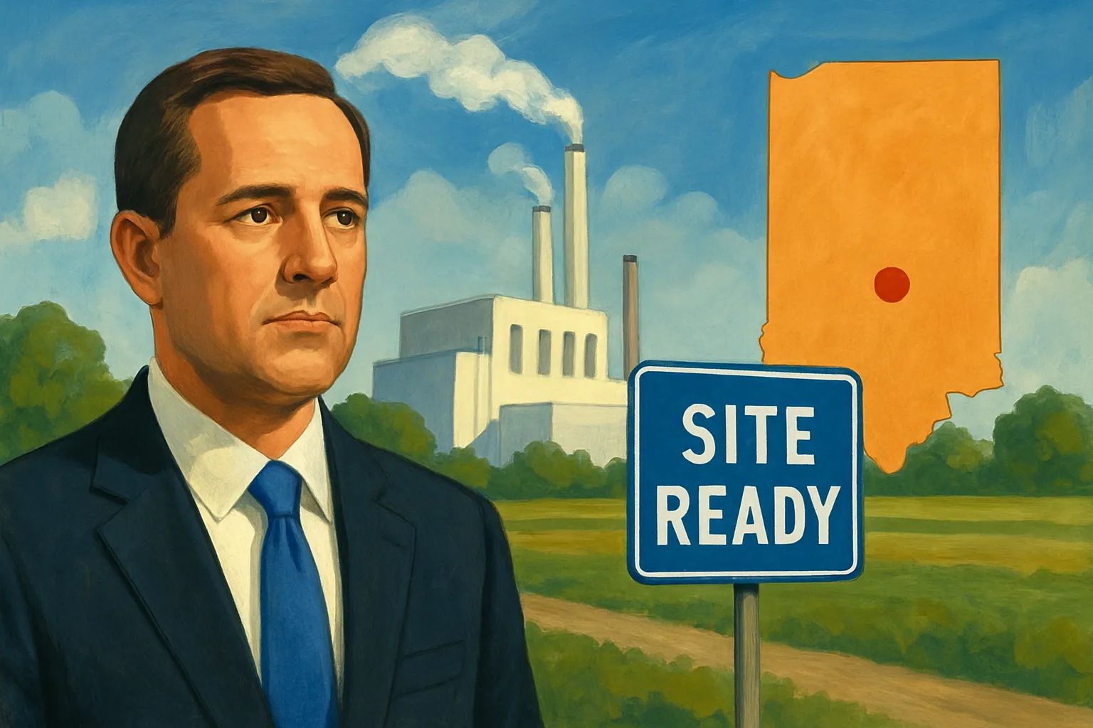 AI-generated illustration of the topic: Duke Energy picks Taylorsville properties for 2026 Site Readiness program, opening Bartholomew County land to industrial marketing