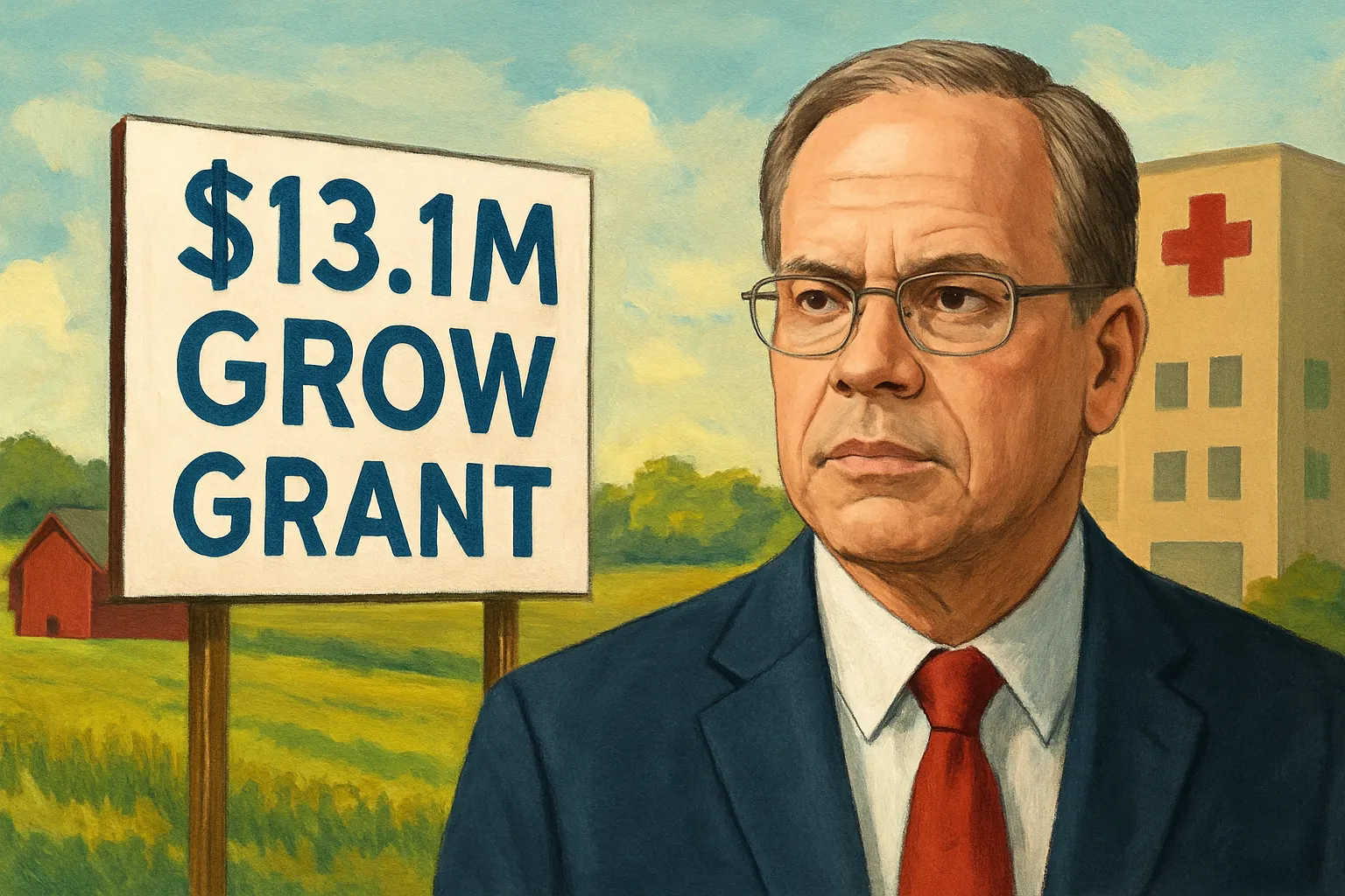 AI-generated illustration of the topic: Indiana awards $13.1M GROW grant to Region 7 to expand rural healthcare services and workforce