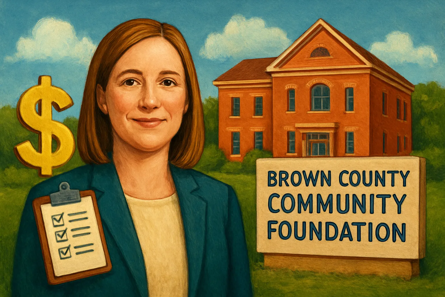 AI-generated illustration of the topic: Brown County Community Foundation hires Lydia Potter as director of development to lead fundraising
