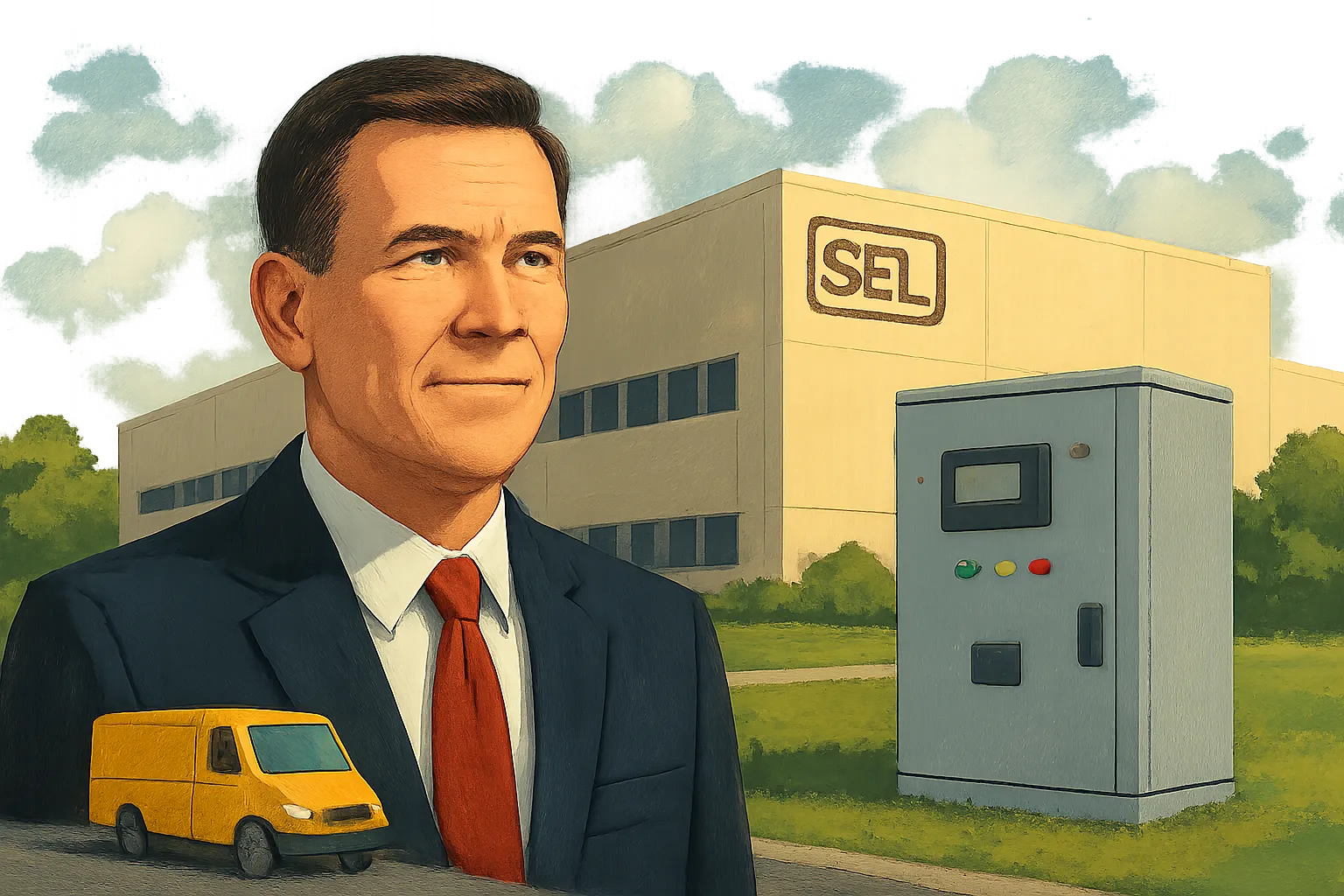 AI-generated illustration of the topic: Schweitzer Engineering to invest $25M in West Lafayette expansion, plans about 130 new jobs