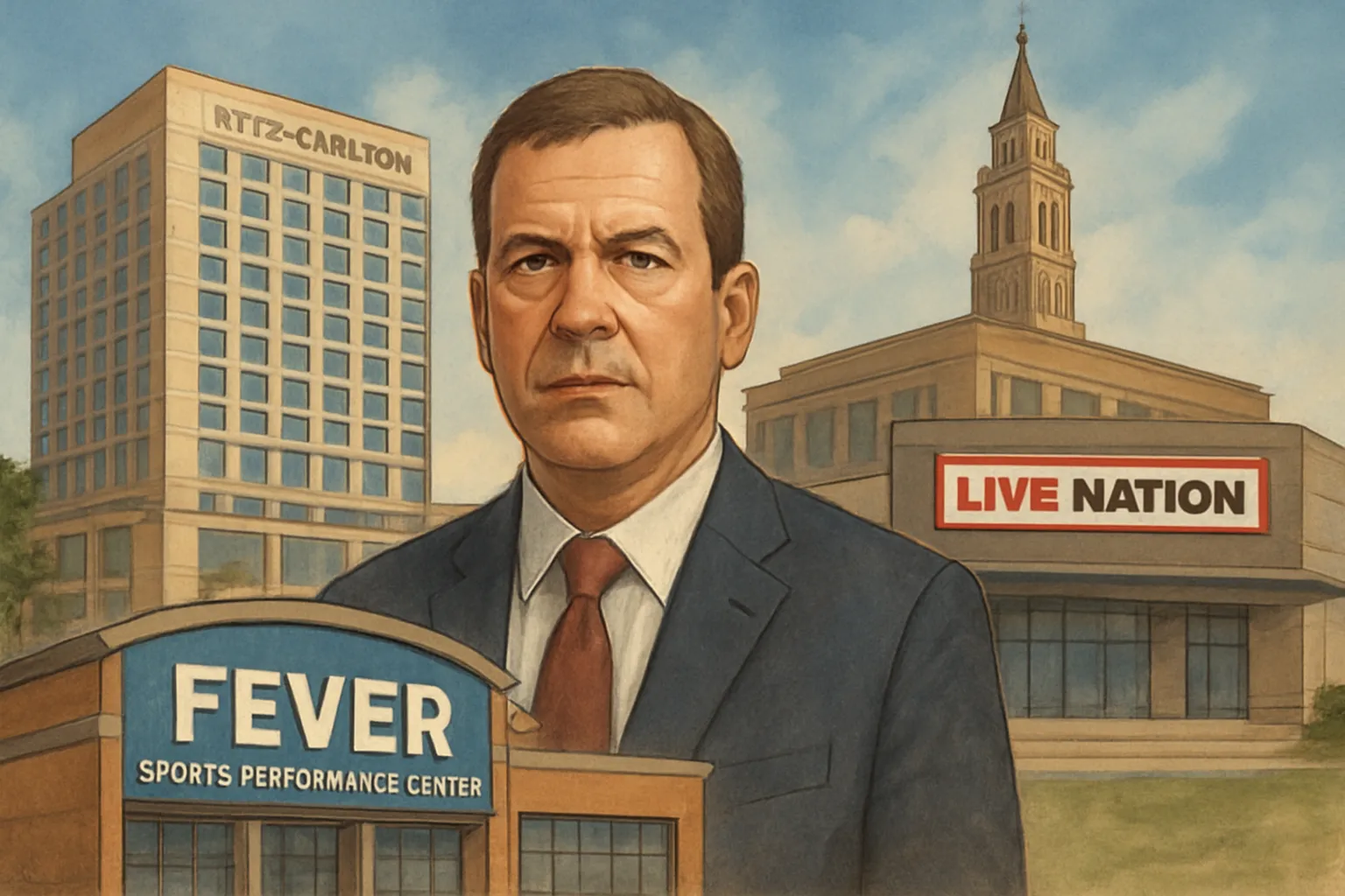 AI-generated illustration of the topic: Downtown Indy Alliance cites Ritz‑Carlton, Live Nation and Fever sports center as signs of downtown growth