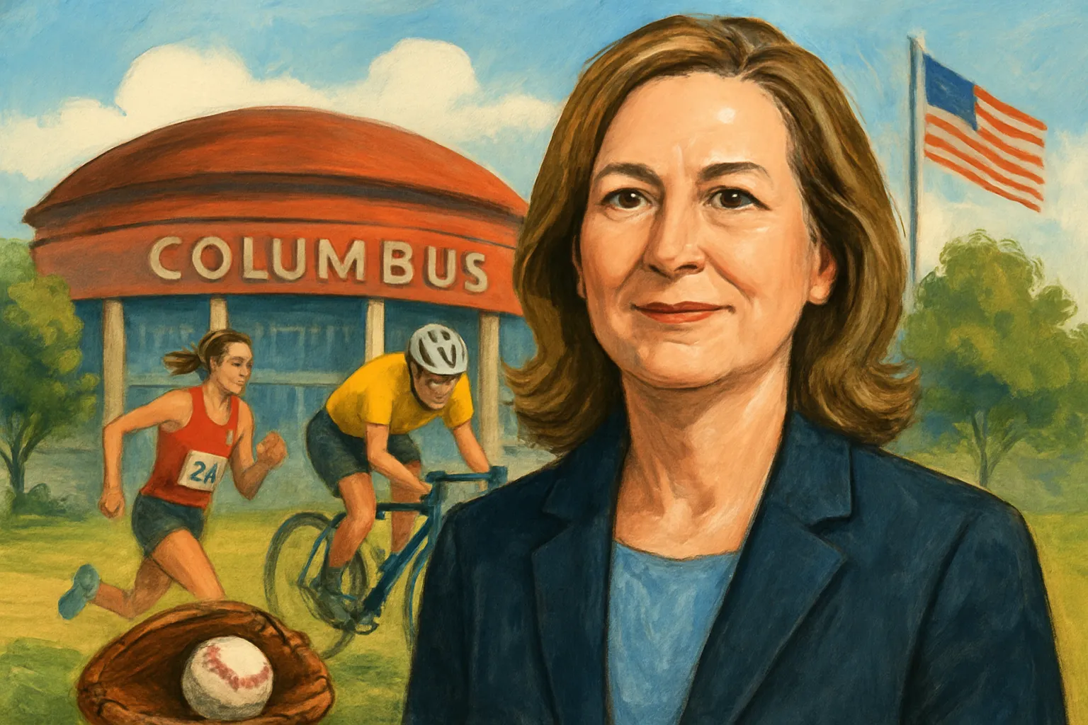 AI-generated illustration of the topic: Columbus sports weekend Oct. 2–4 could inject nearly $2M into Bartholomew County economy