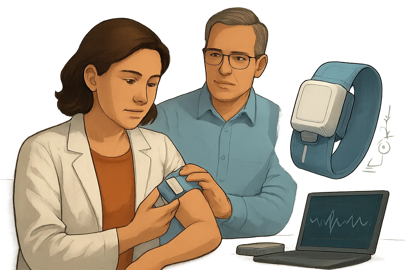 AI-generated illustration of the topic: Purdue prototypes wearable AI epinephrine injector, seeks industry partners for commercialization