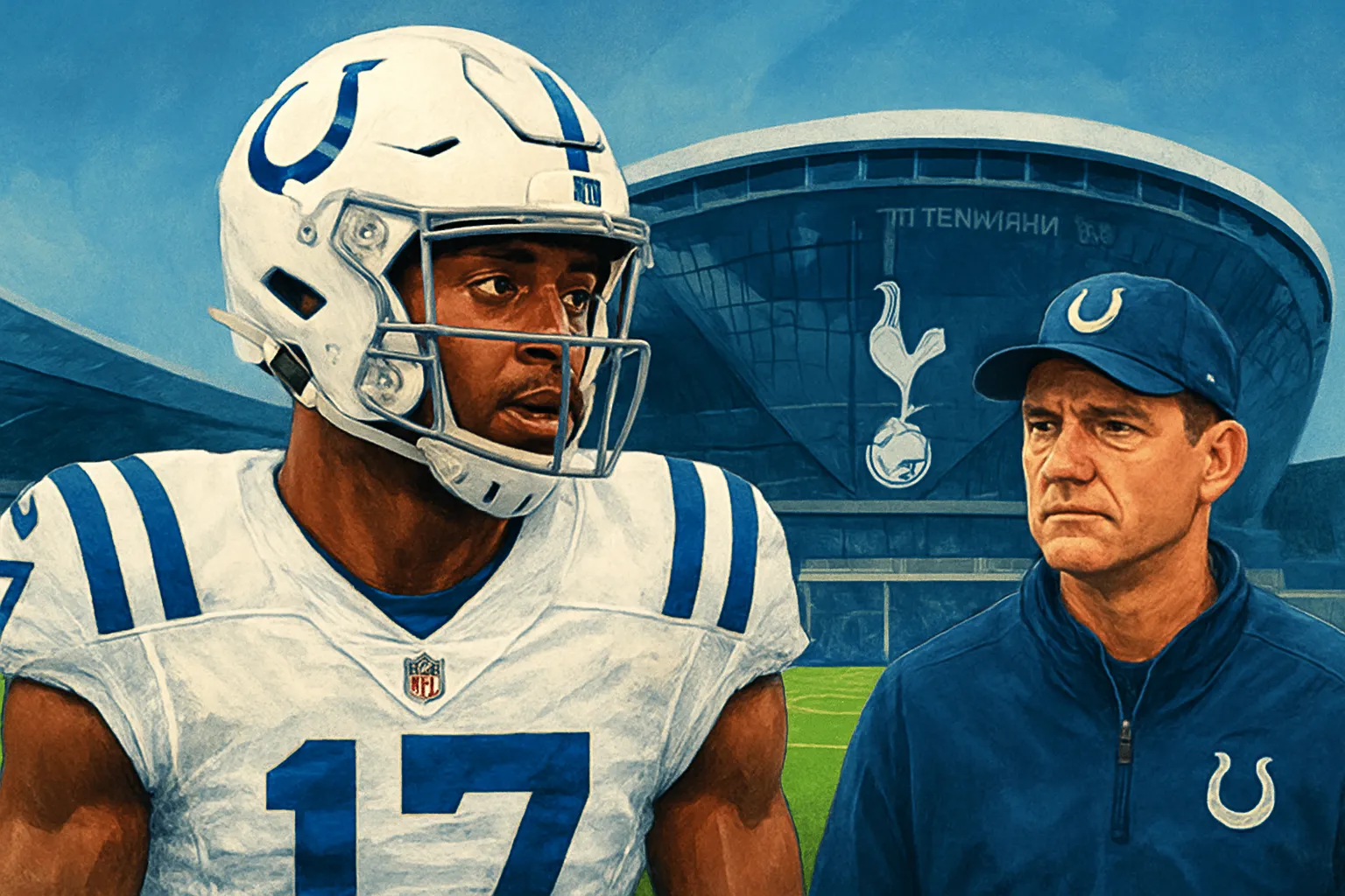 AI-generated illustration of the topic: Colts do not rule out any players ahead of Week 4 at Tottenham; Ashton Dulin full participant