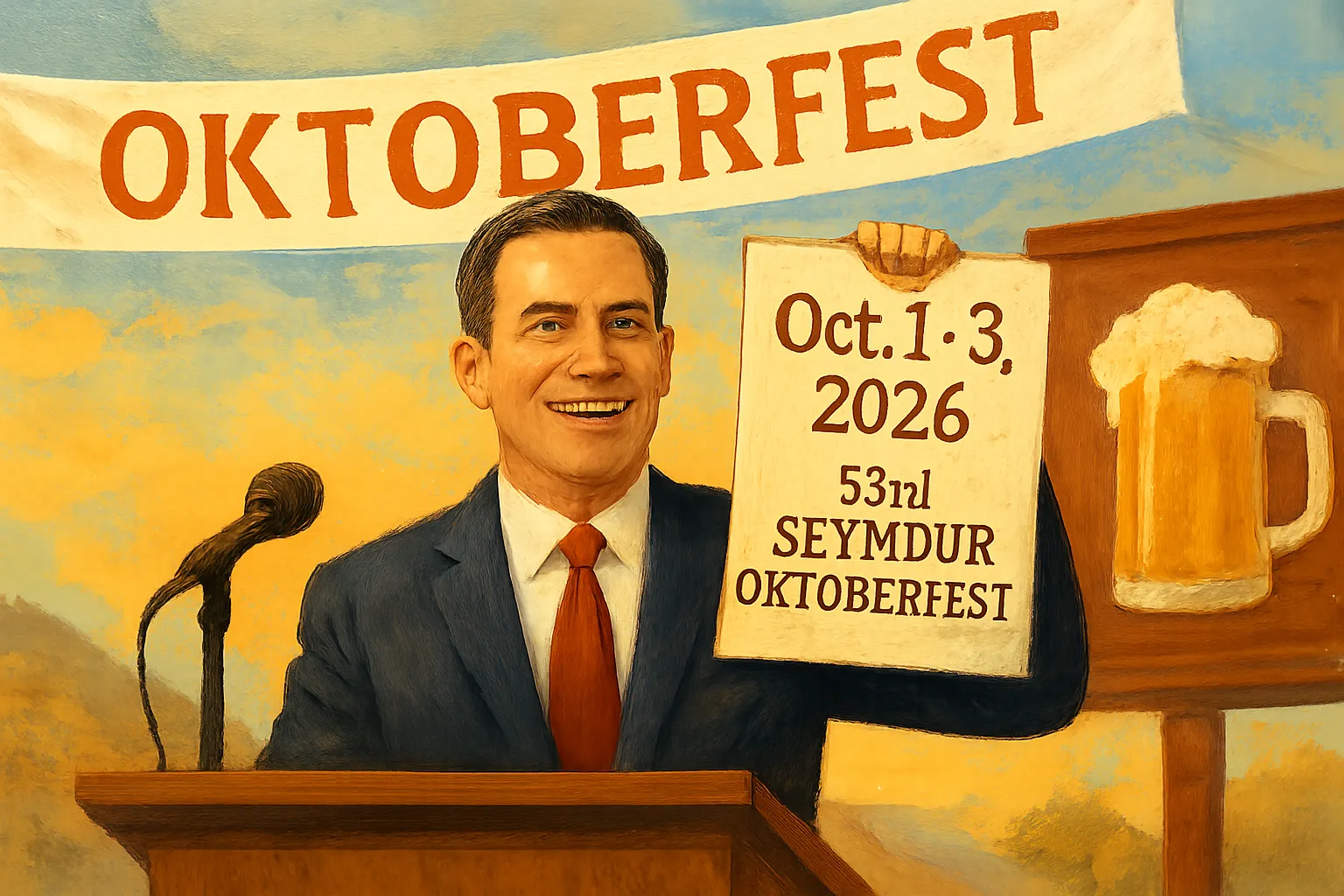 AI-generated illustration of the topic: Seymour proclaims Oct. 1-3, 2026 for 53rd Oktoberfest; local vendors earn contest awards