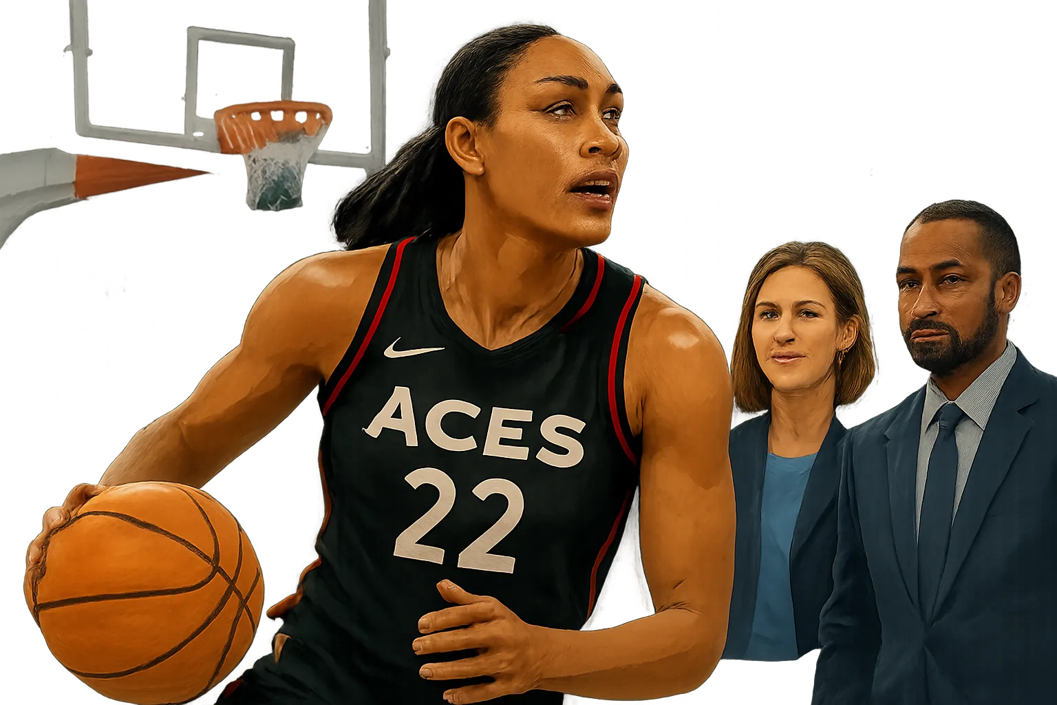 AI-generated illustration of the topic: Aces beat Fever 94-83 in Round 1 Game 3; A'ja Wilson posts 36 points, 10 rebounds