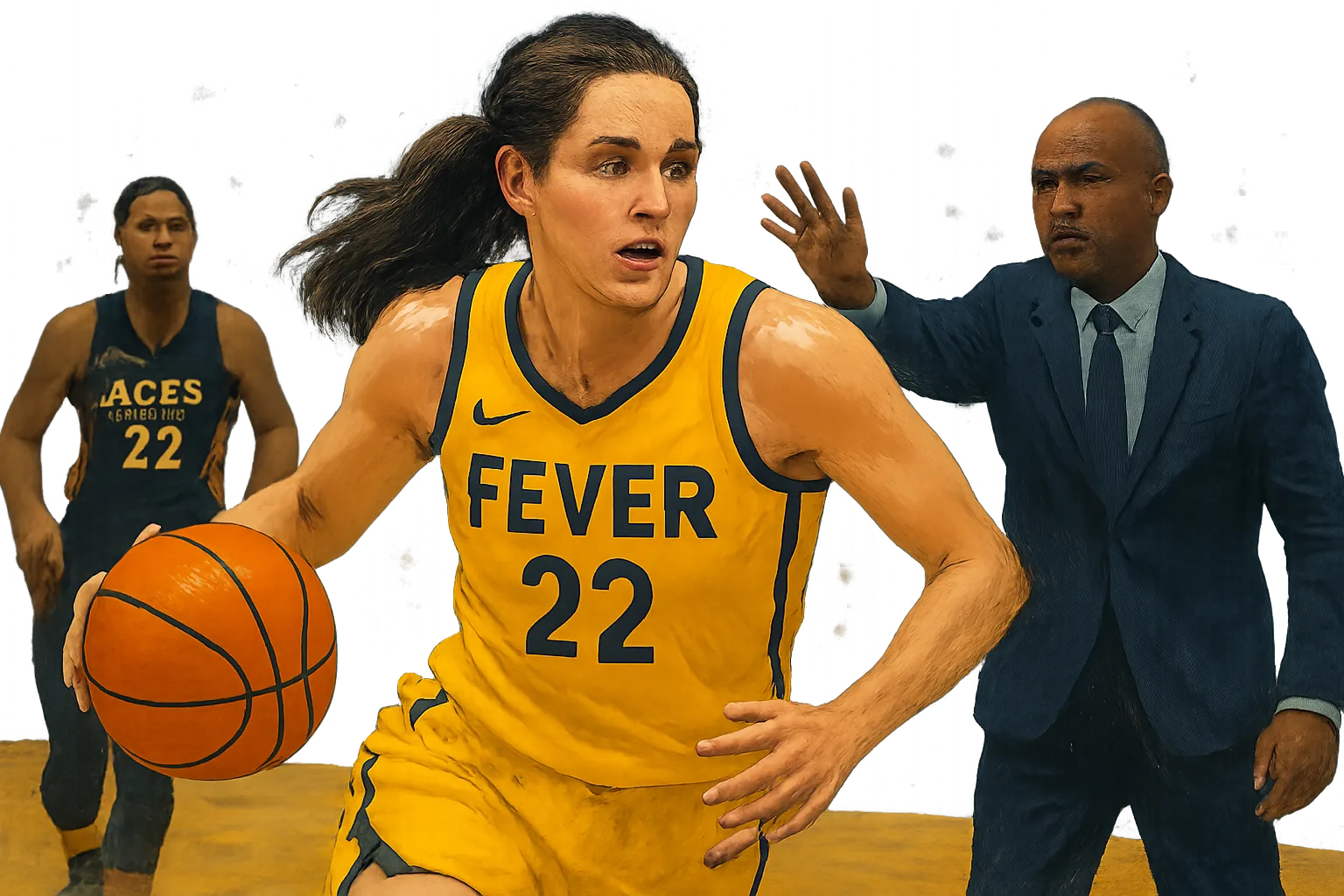 AI-generated illustration of the topic: Indiana Fever beat Las Vegas Aces 99-89 in Game 2; series tied 1-1
