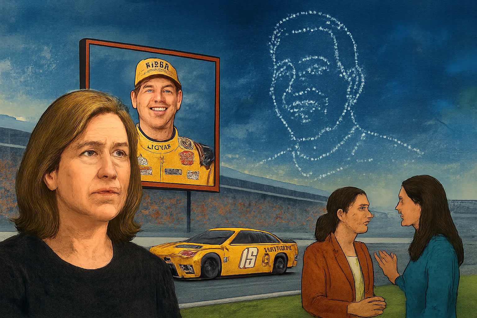 AI-generated illustration of the topic: Charlotte Motor Speedway schedules free Kyle Busch Celebration of Life with drone show on Oct. 9