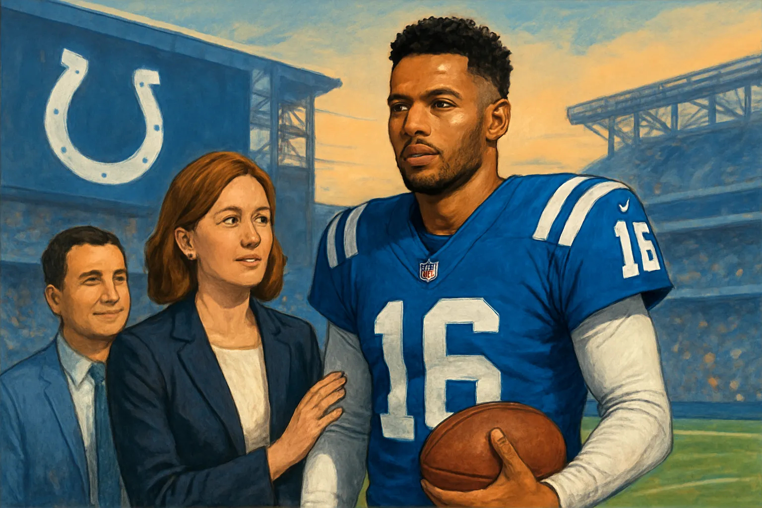 AI-generated illustration of the topic: Colts elevate WR Nick Westbrook-Ikhine from practice squad to active roster for Sunday's game vs. Commanders