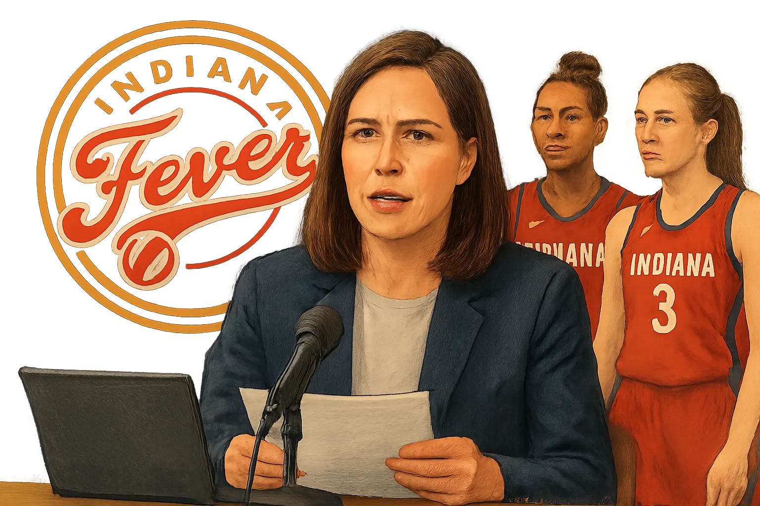 AI-generated illustration of the topic: Fever GM defends fanbase, signals roster talks as season ends