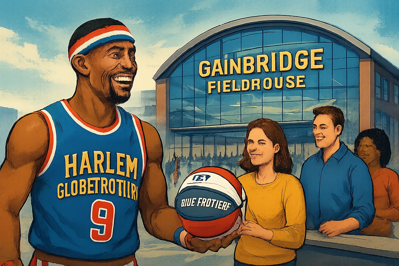 AI-generated illustration of the topic: Gainbridge Fieldhouse to host Harlem Globetrotters’ Rivalry Tour — two games Jan. 16, 2027