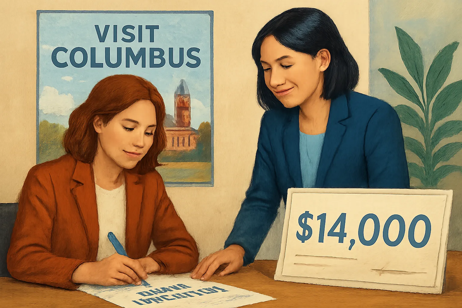AI-generated illustration of the topic: Visit Columbus opens $14,000 in tourism grant funds for Bartholomew County nonprofits