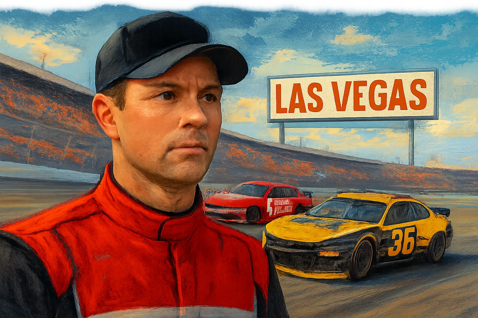 AI-generated illustration of the topic: Corey Day outduels Carson Kvapil to win O'Reilly at Las Vegas