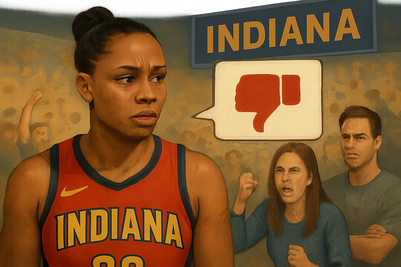 AI-generated illustration of the topic: Indiana Fever face fan backlash after Kelsey Mitchell remarks as player nears unrestricted free agency