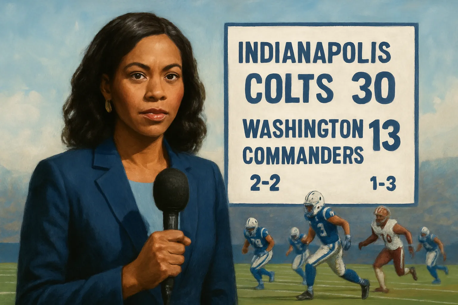 AI-generated illustration of the topic: Colts beat Commanders 30-13; box score lists Indianapolis 2-2