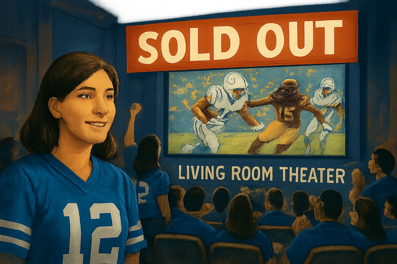 AI-generated illustration of the topic: Colts watch party at Living Room Theater in Indy sold out during Week Four London game