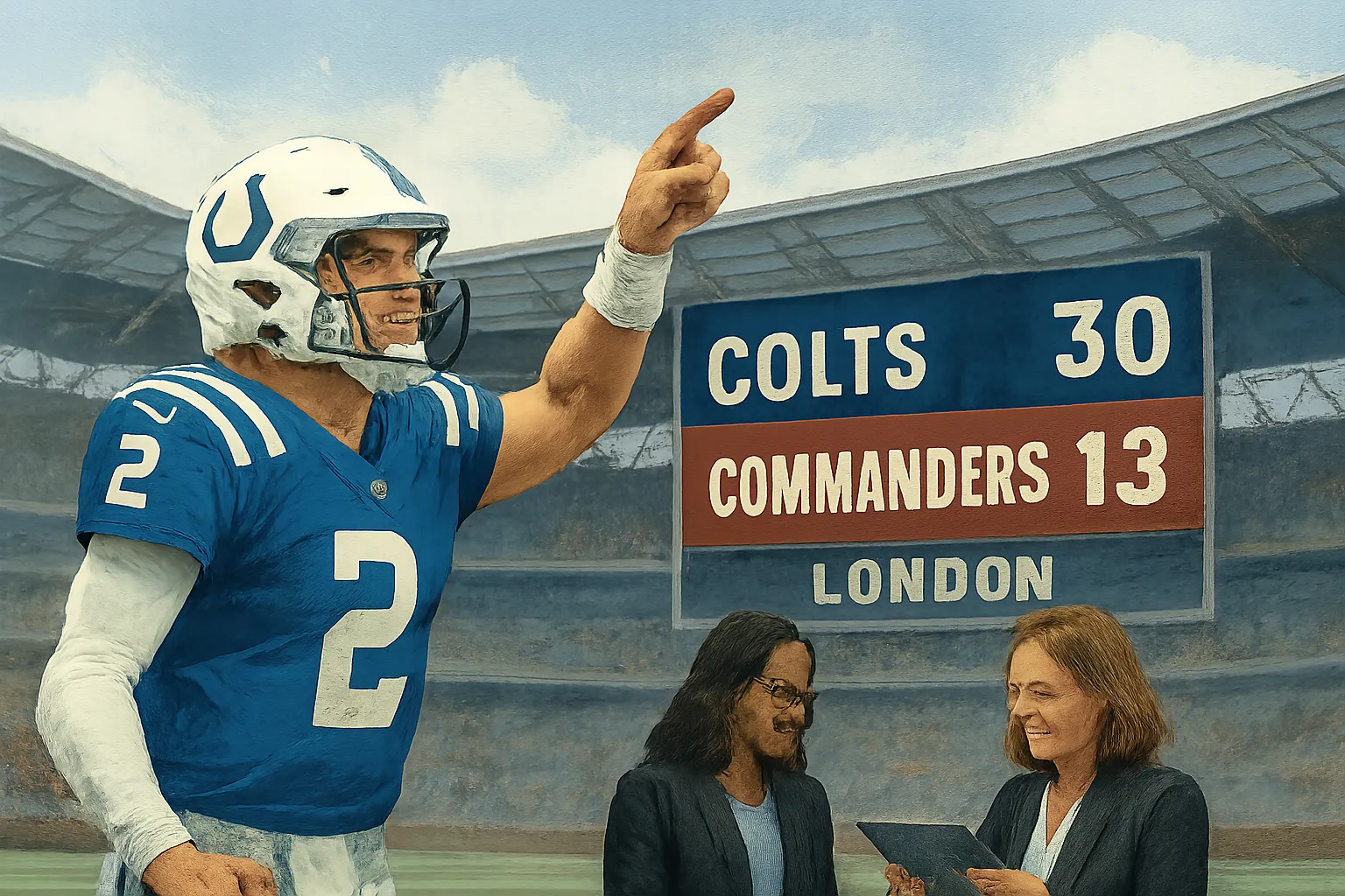 AI-generated illustration of the topic: Colts beat Commanders 30-13 in London, move to 2-2