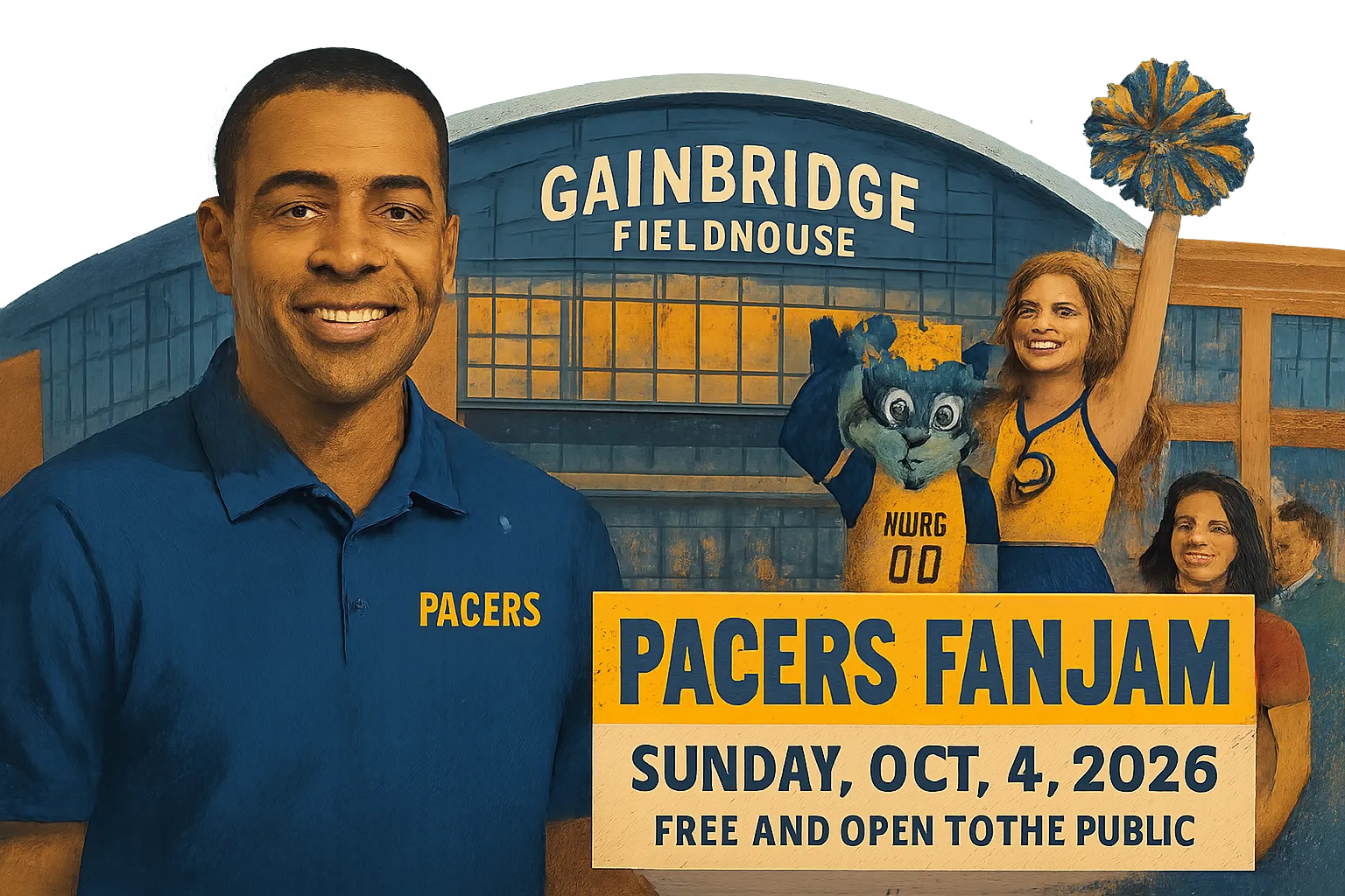 AI-generated illustration of the topic: Pacers FanJam set for Sunday, Oct. 4, 2026; free and open to the public