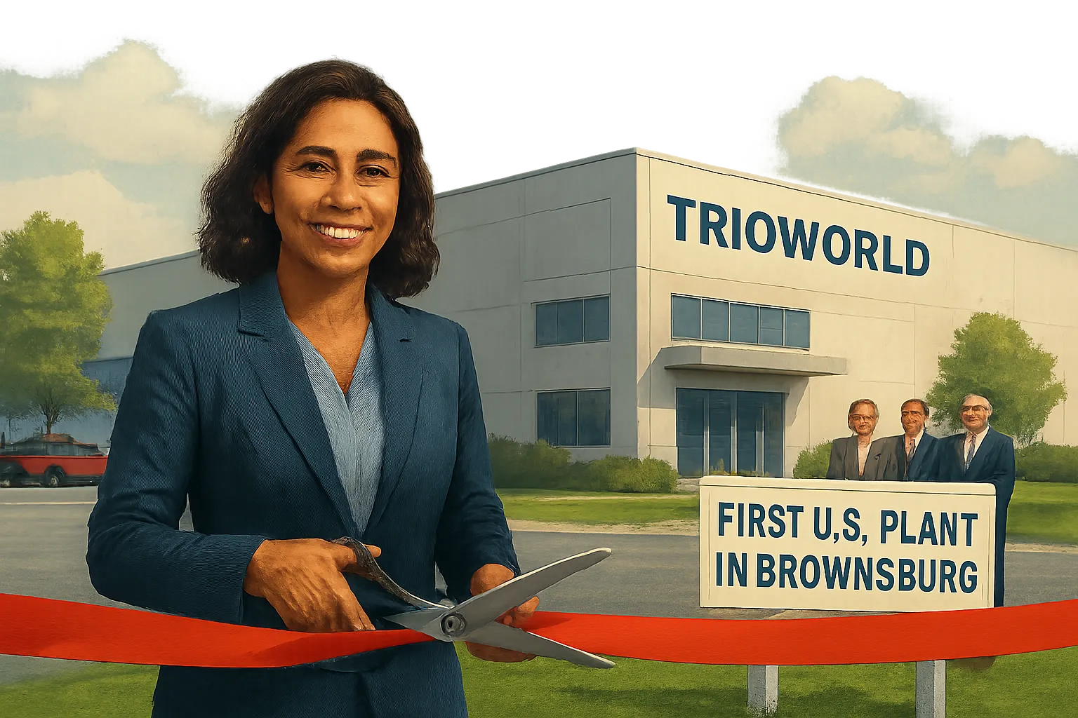 AI-generated illustration of the topic: Trioworld opens first U.S. plant in Brownsburg; about 40 local hires, second production line planned