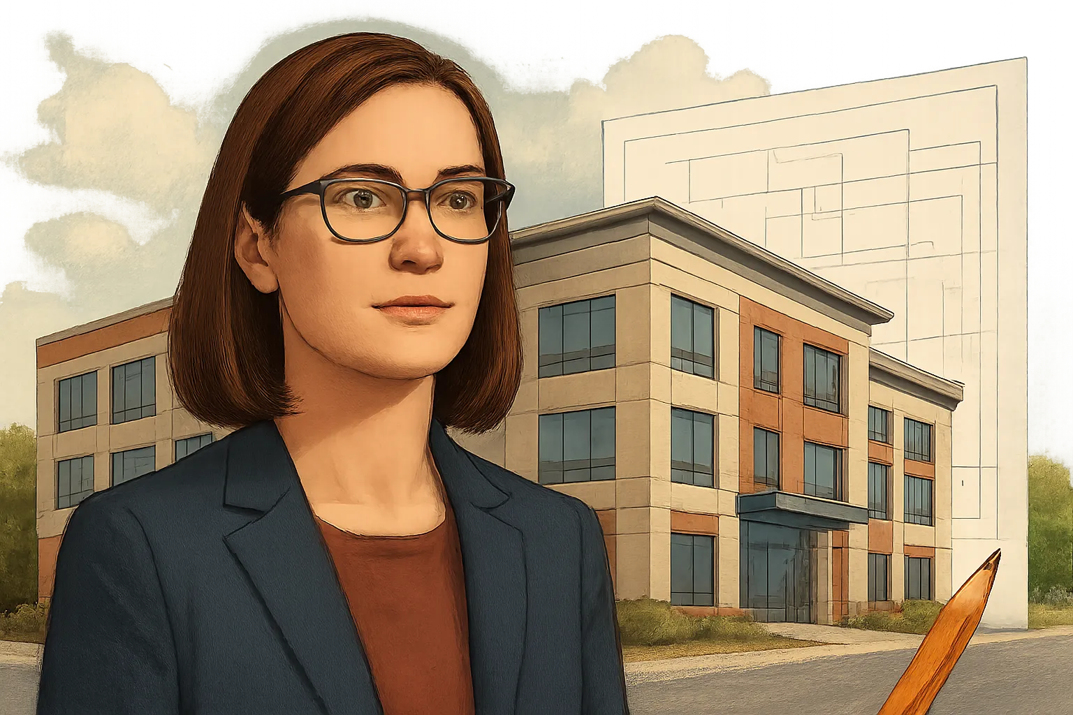 AI-generated illustration of the topic: IU Indianapolis alum led Damien Center’s new multimillion-dollar headquarters and now oversees strategy