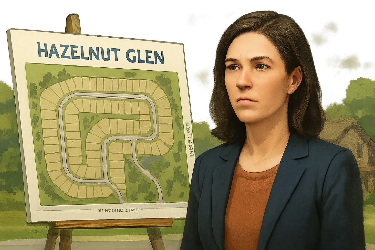 AI-generated illustration of the topic: Plainfield PZC schedules Oct. 5 public hearing on 126‑lot Hazelnut Glen subdivision