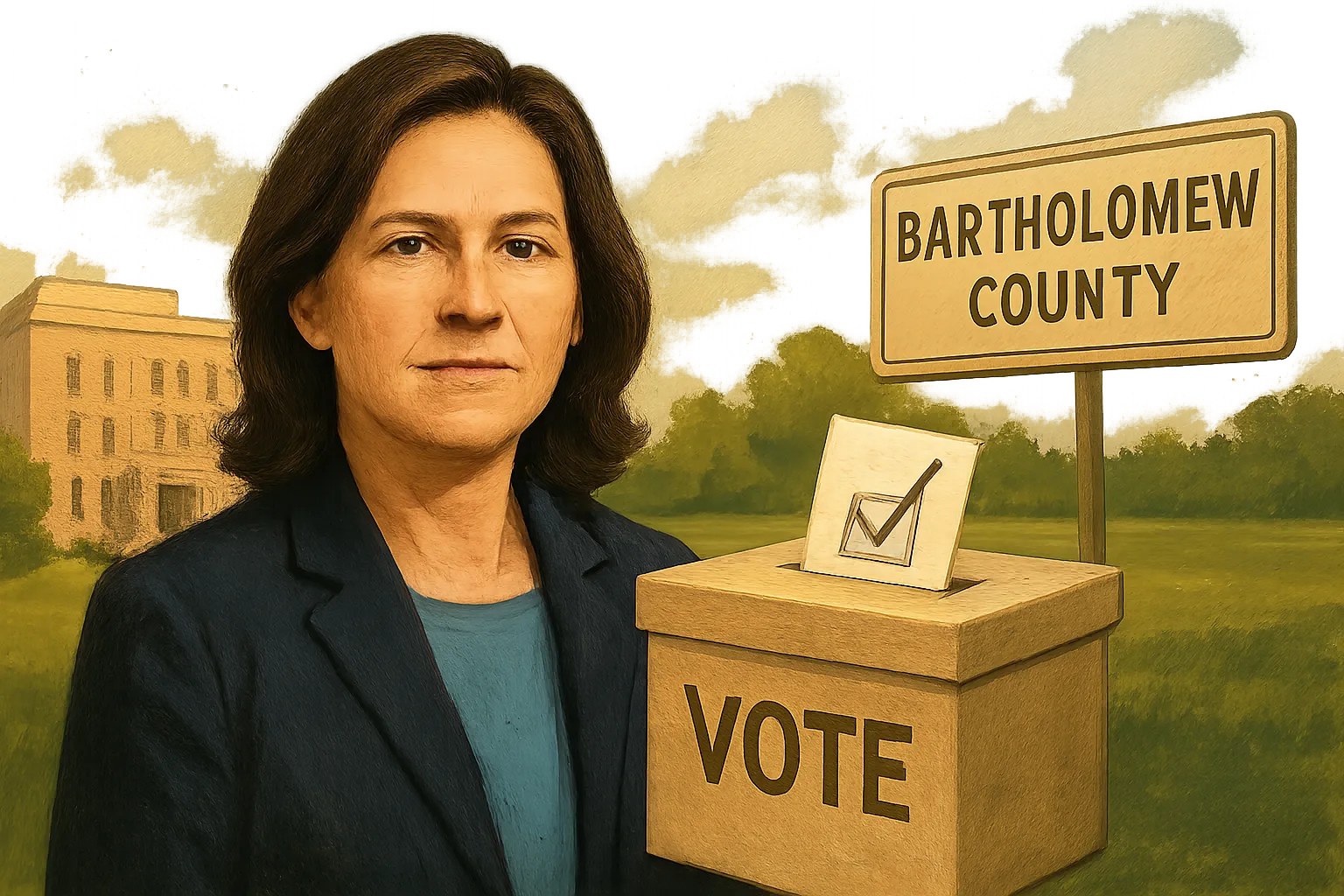 AI-generated illustration of the topic: Bartholomew County candidate slate, unopposed incumbents listed for 2026 fall election