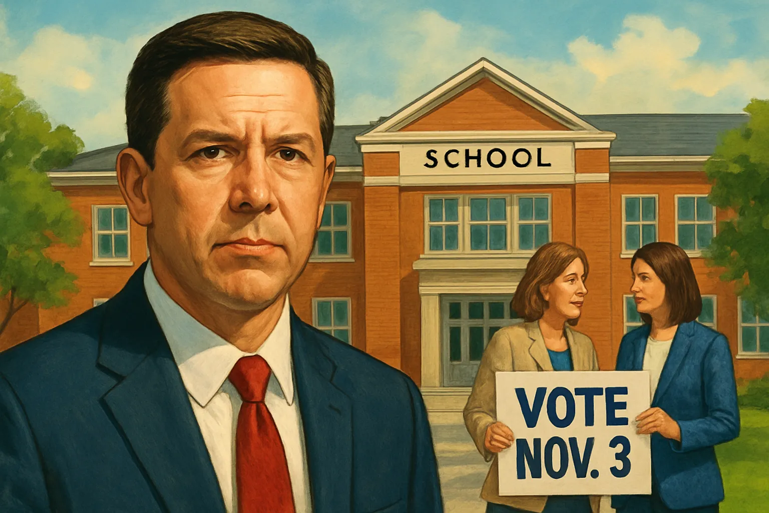 AI-generated illustration of the topic: Noblesville mayor says schools shape business location, endorses Nov. 3 Noblesville Schools referendum