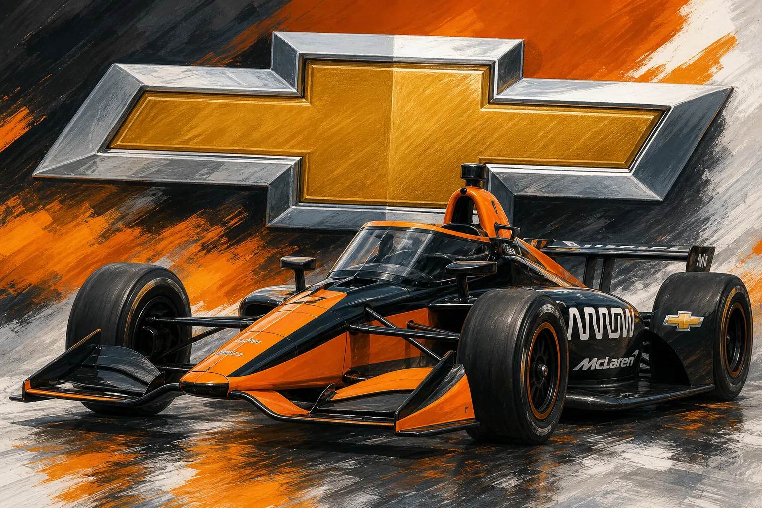 AI-generated illustration of the topic: Arrow McLaren to continue using Chevrolet power for multiple seasons, IndyCar reports