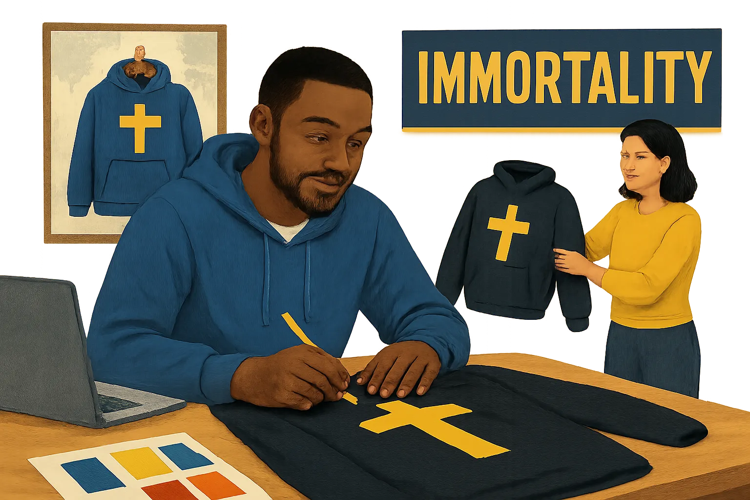 AI-generated illustration of the topic: Indy designer Cortez ‘Retro’ Coleman turns Immortality into a global apparel brand