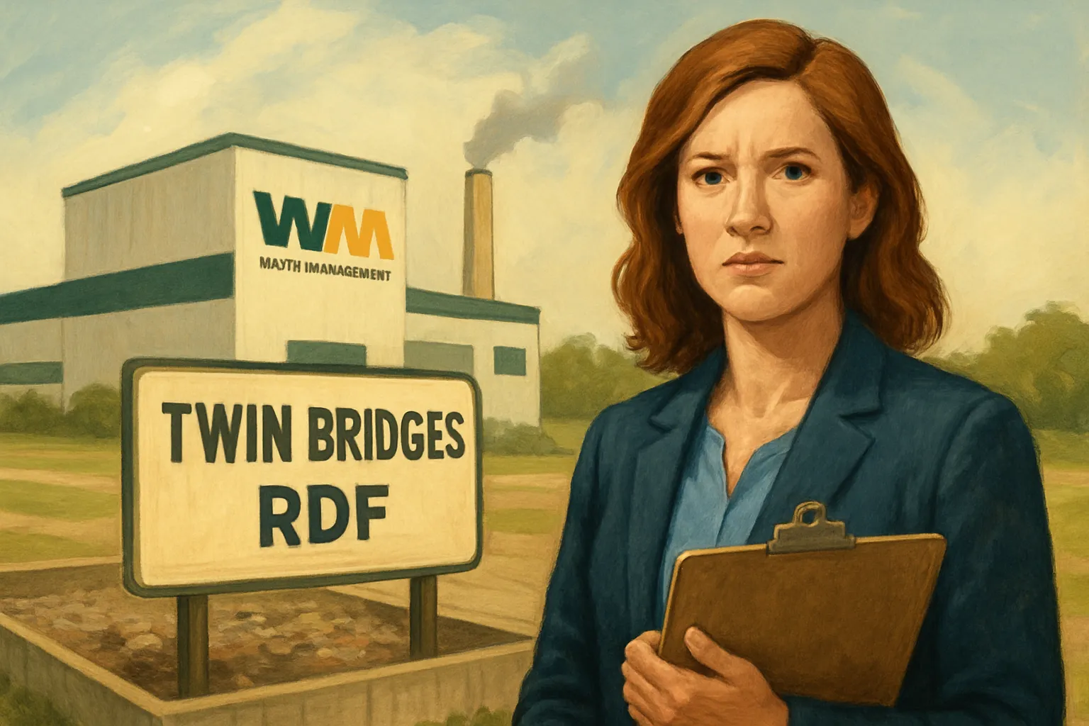 AI-generated illustration of the topic: IDEM posts public-comment notice on Waste Management’s Twin Bridges RDF expansion in Danville