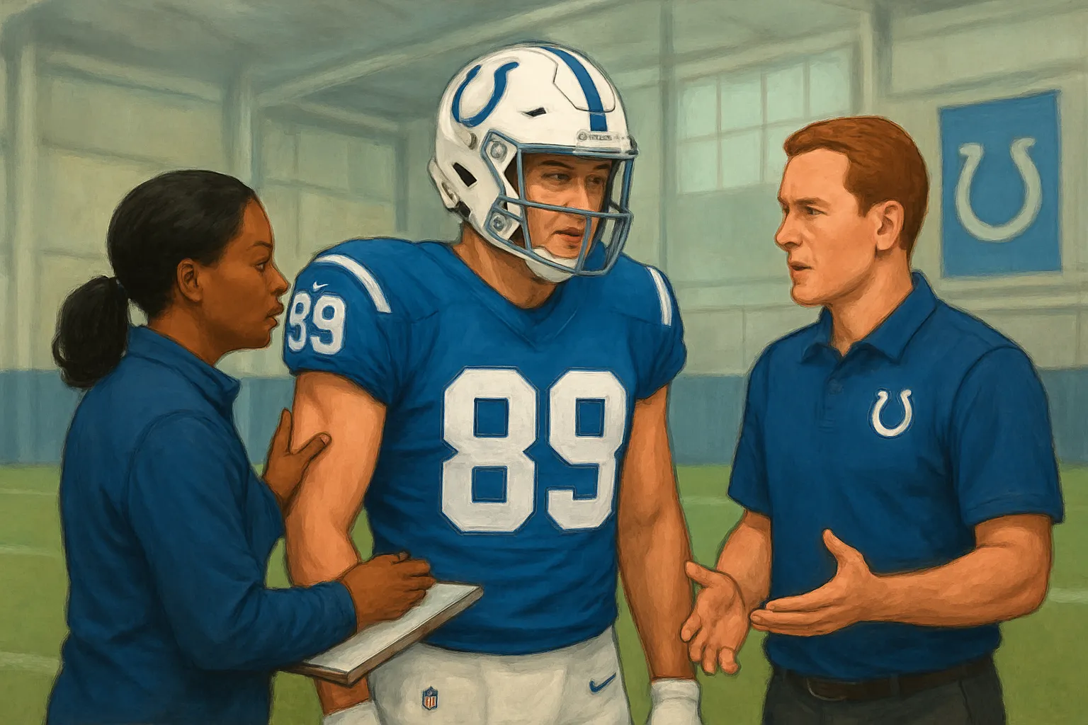 AI-generated illustration of the topic: Colts open TE Will Mallory’s 21‑day window to return from injured reserve