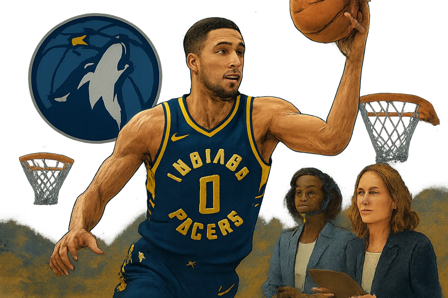 AI-generated illustration of the topic: Tyrese Haliburton active in Oct. 7, 2026 Pacers–Timberwolves game; recorded multiple assists, steals and blocks
