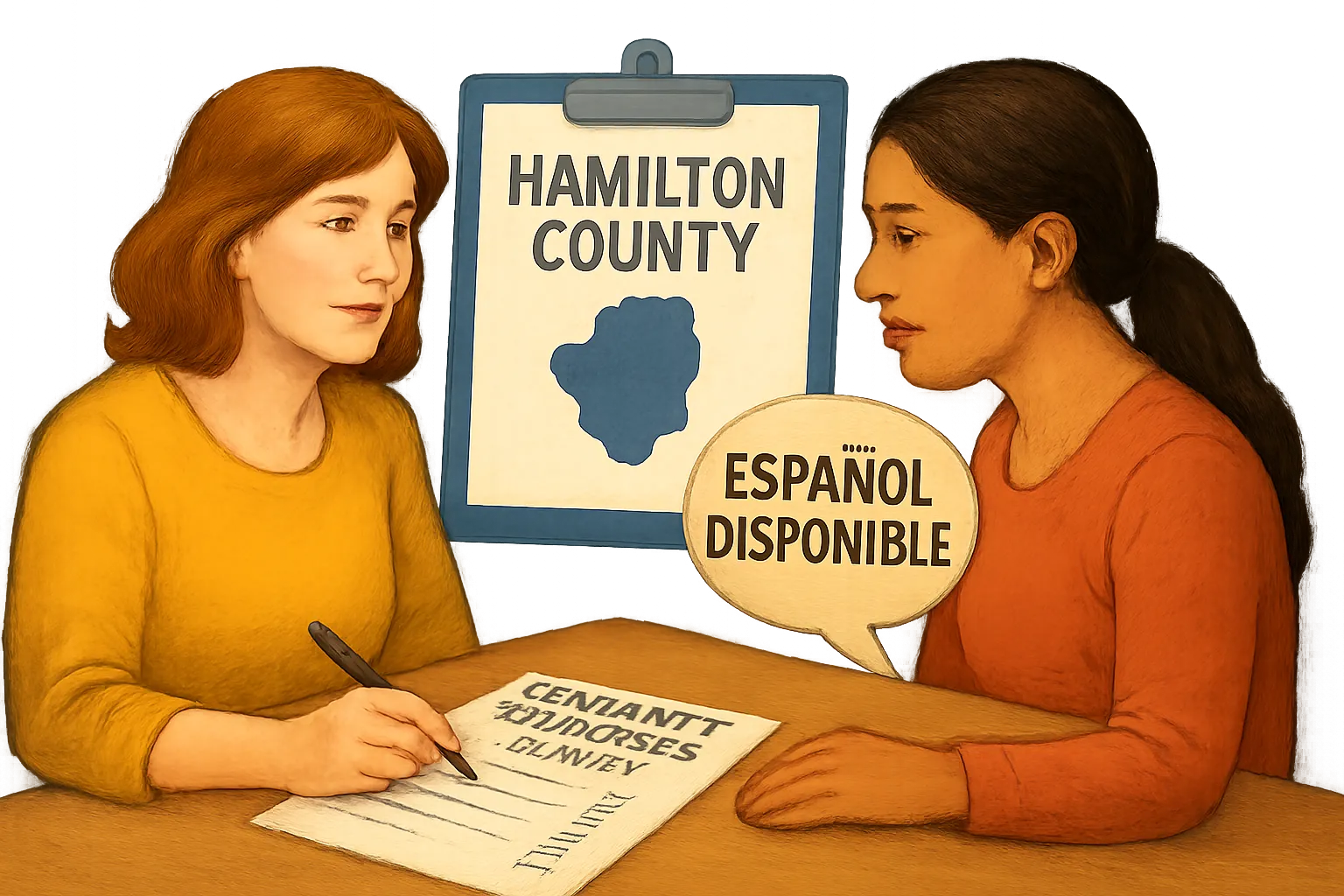 AI-generated illustration of the topic: Hamilton County asks residents and workers to take community-resources survey; Spanish version available