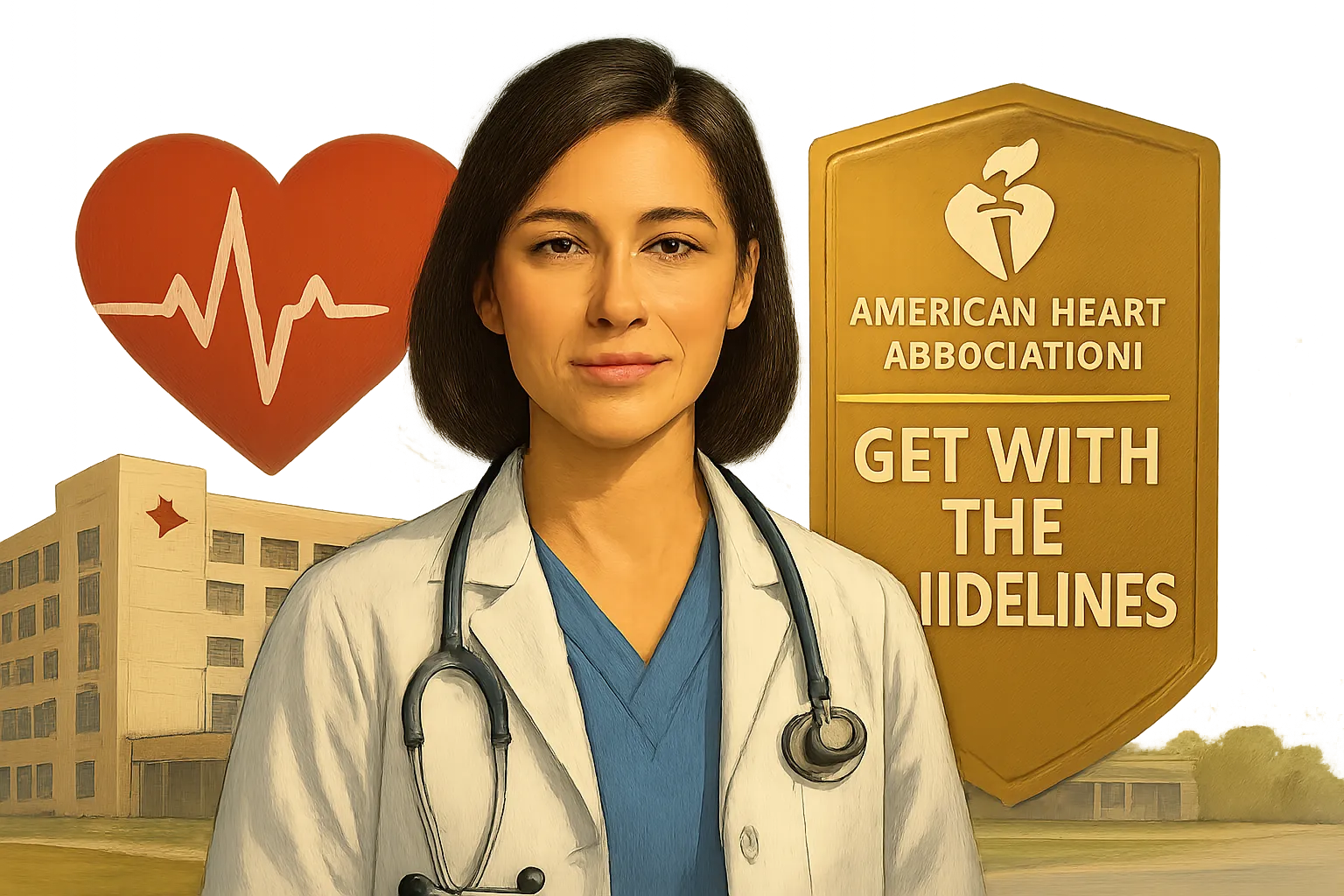 AI-generated illustration of the topic: Beacon Health System hospitals in northern Indiana win AHA awards while treating 11,000+ cardiac patients annually