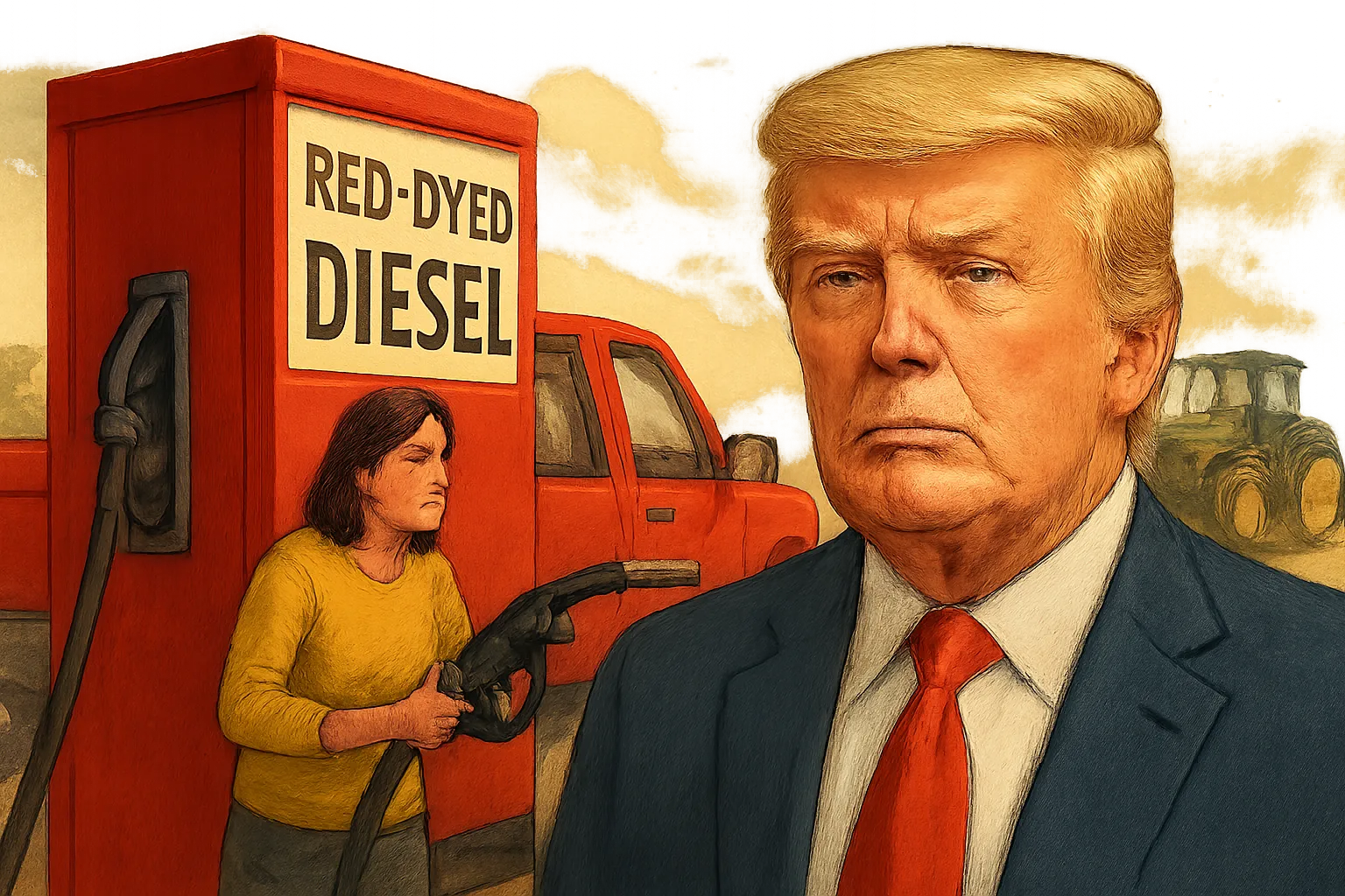 AI-generated illustration of the topic: Trump order temporarily expands access to tax-free red-dyed diesel