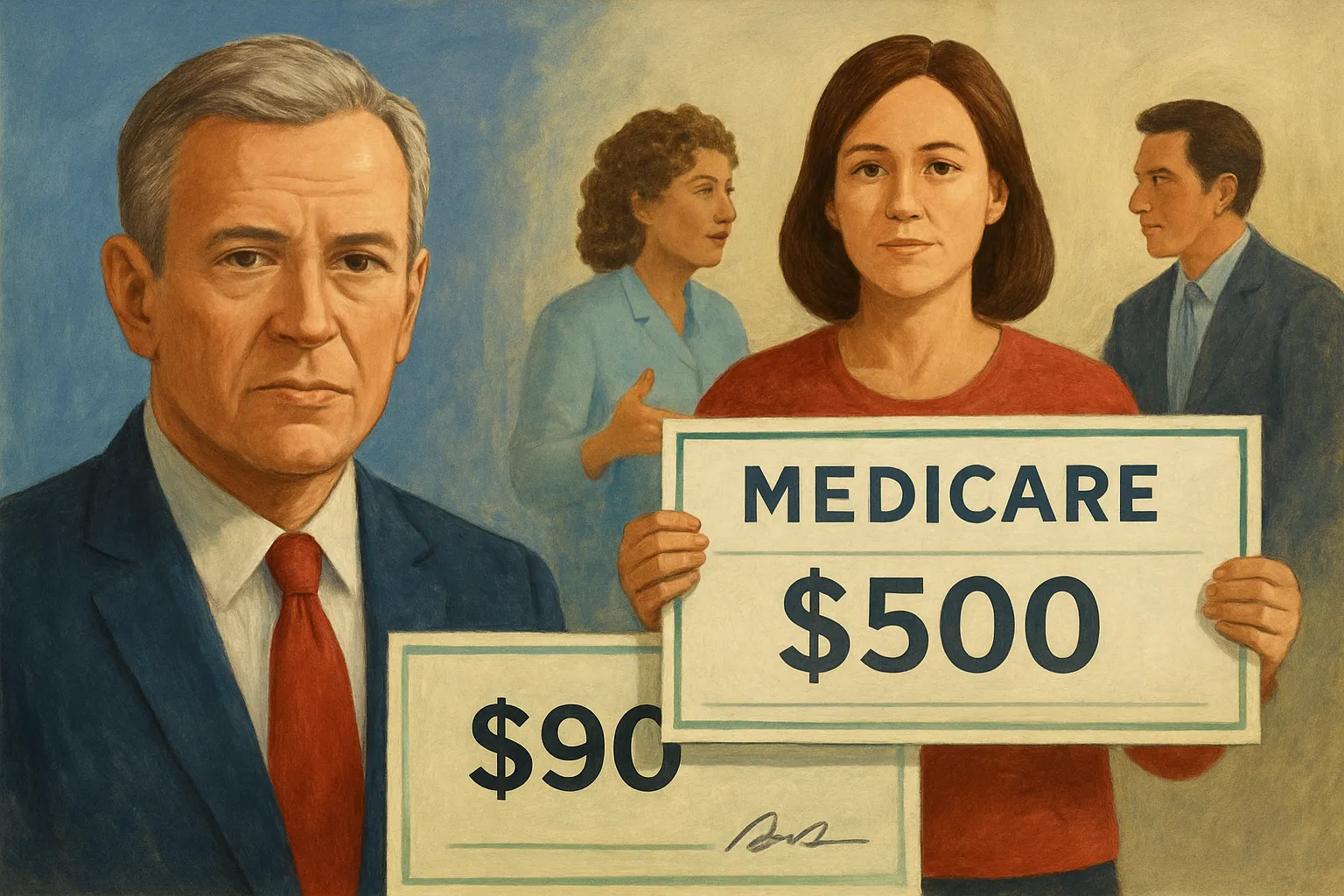 AI-generated illustration of the topic: White House to send $500 ACA refunds and $90 Medicare payments; experts say limits remain