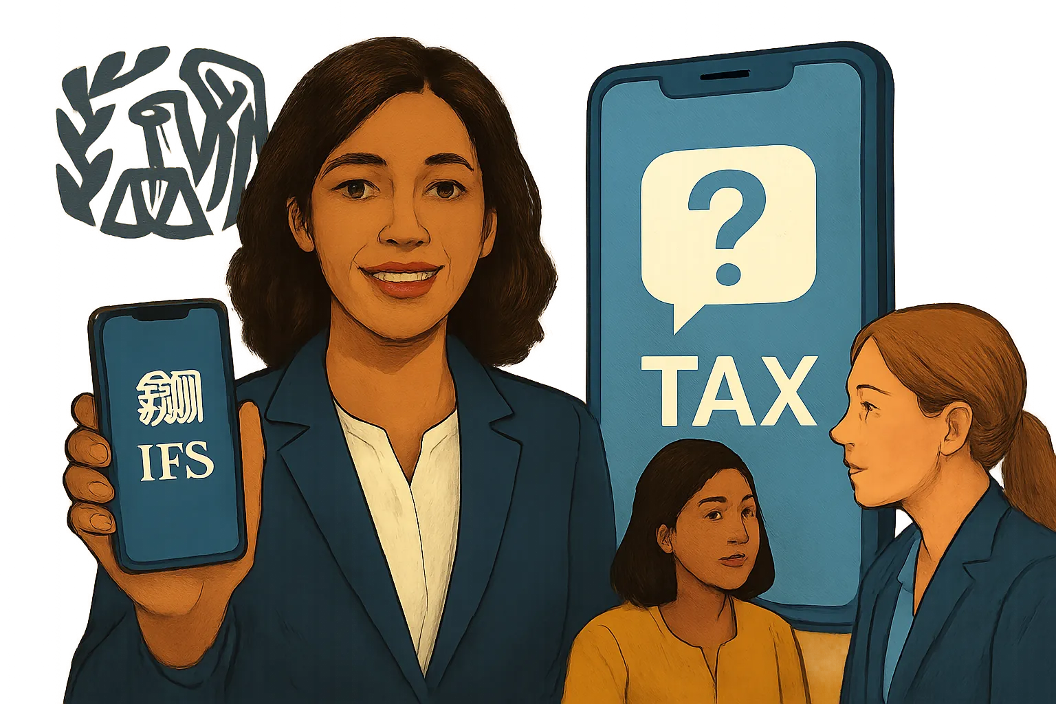 AI-generated illustration of the topic: IRS launches mobile app to answer tax questions; WISH-TV says it offers another option for taxpayers