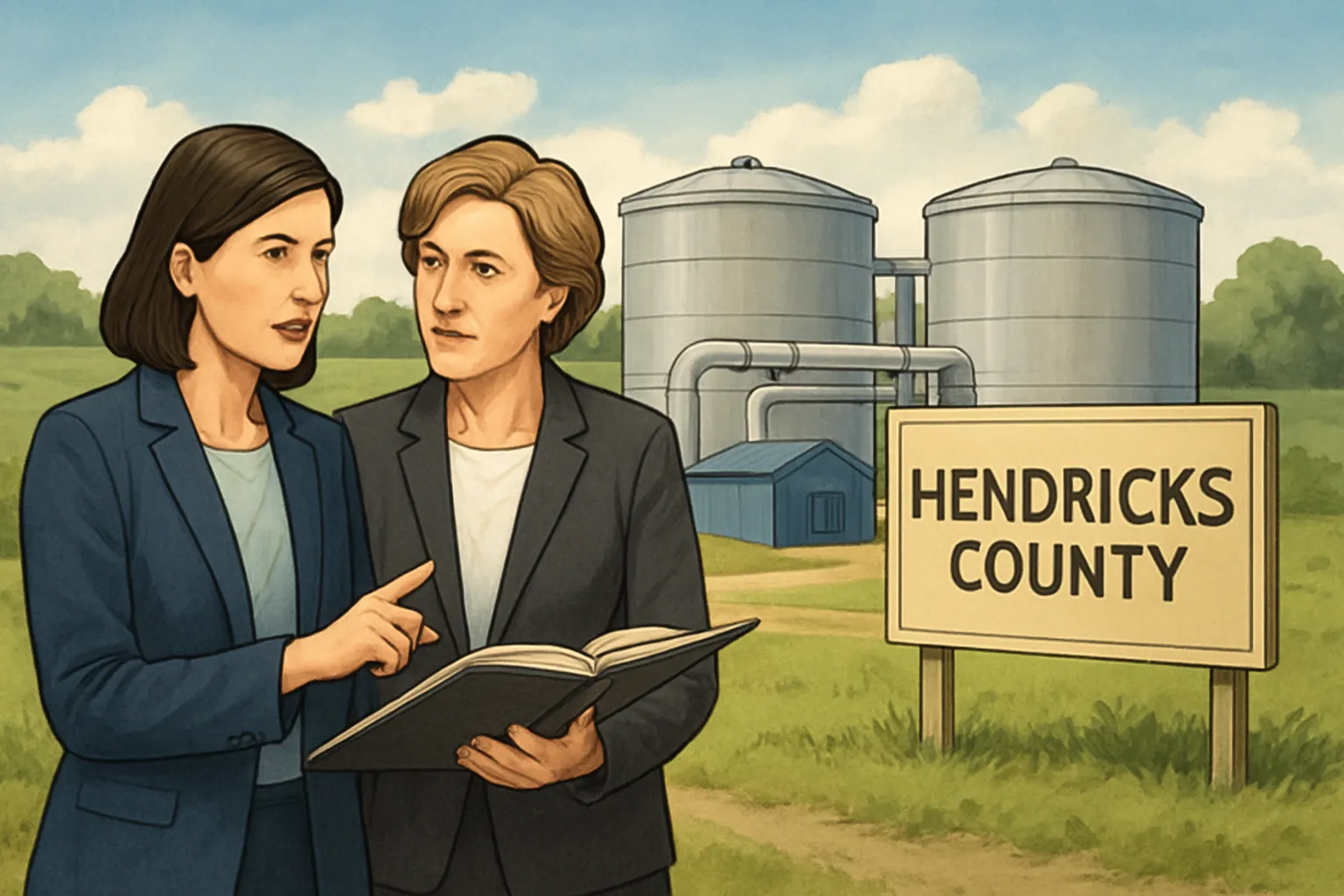 AI-generated illustration of the topic: Citizens Energy’s $48M pump-and-tank plan tied to LEAP moves into Hendricks County; review set Oct. 13
