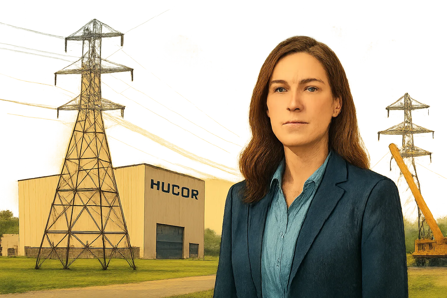 AI-generated illustration of the topic: Nucor to expand Indiana utility towers & structures facility, plans added capacity and jobs