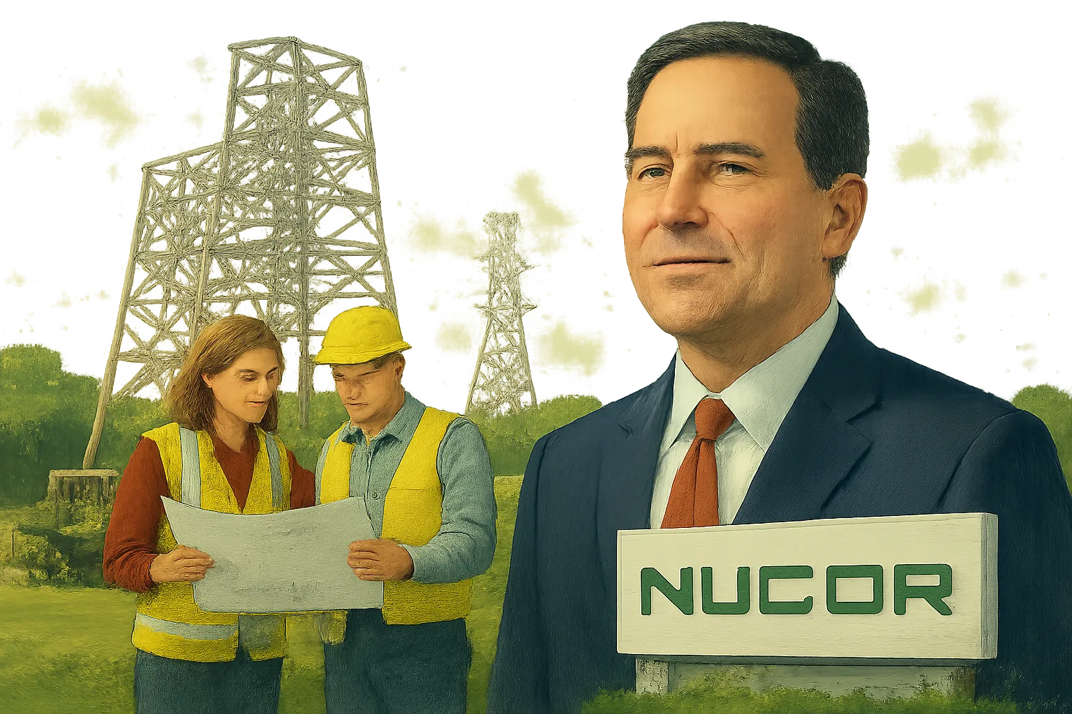 AI-generated illustration of the topic: Nucor to invest $105M in Crawfordsville Towers & Structures expansion, up to 100 new jobs