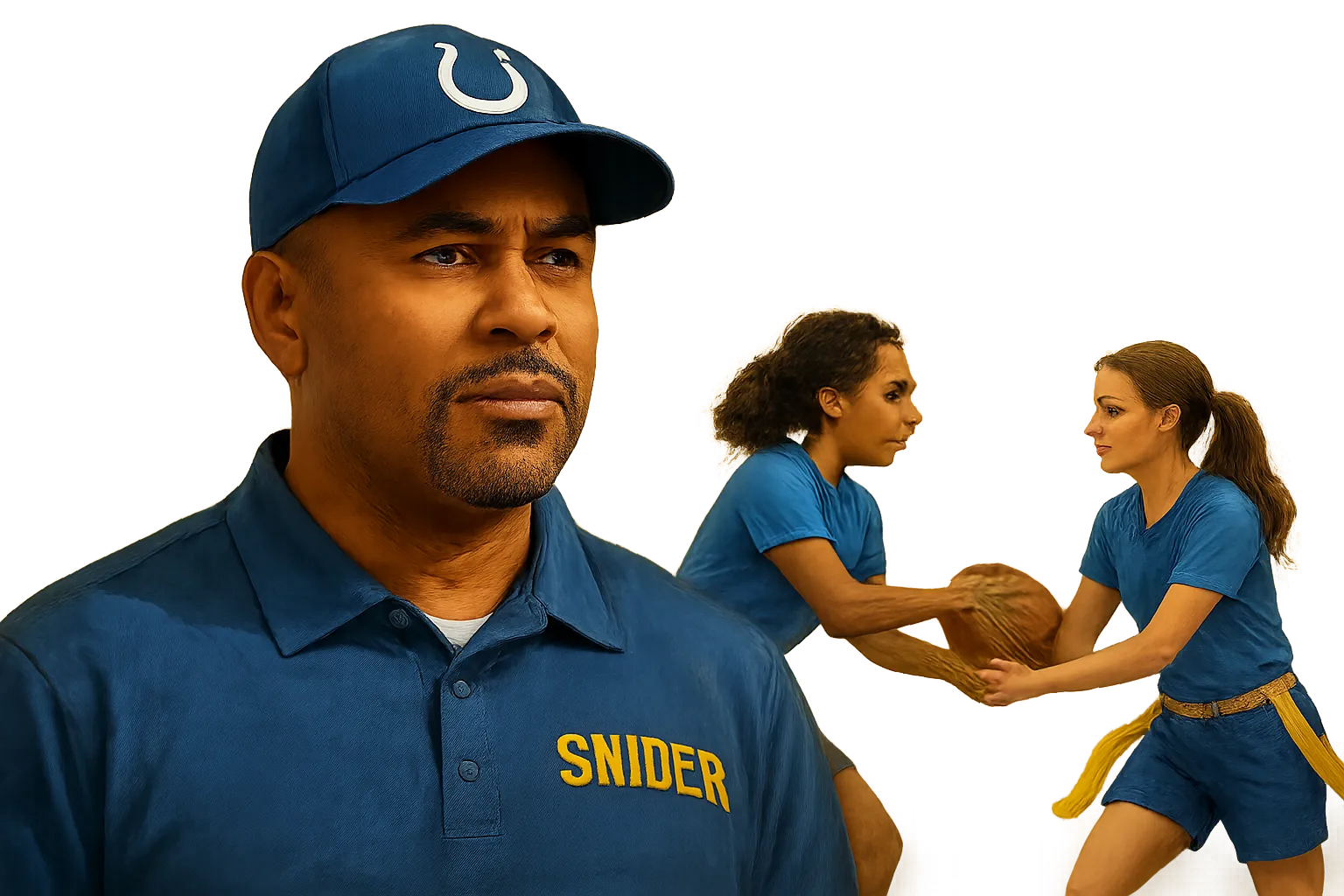 AI-generated illustration of the topic: Reggie Tharp of Fort Wayne Snider named Colts Girls Flag Coach of the Week (Week 7)