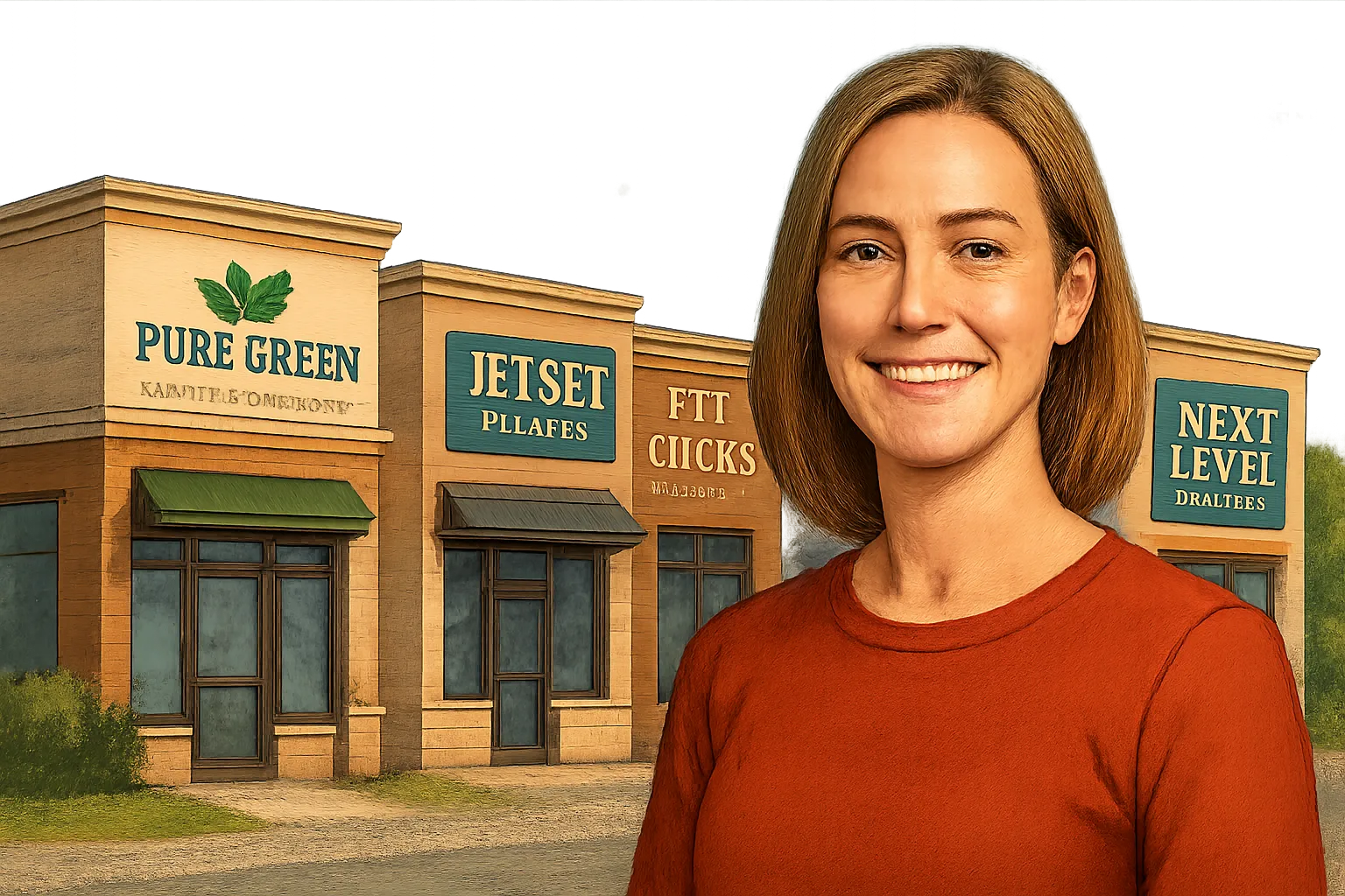AI-generated illustration of the topic: Towne Post Q&A profiles five Fishers women-owned businesses, listing openings and founding years