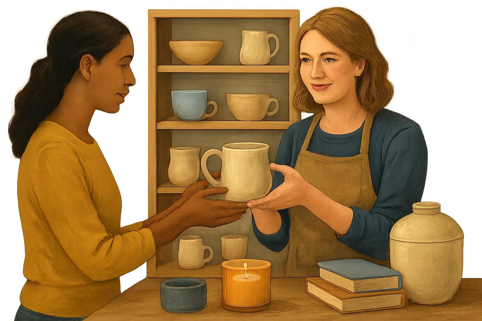 AI-generated illustration of the topic: Indianapolis-based Gravesco Pottery spotlights durable, collection-style ceramics and its studio and online catalog