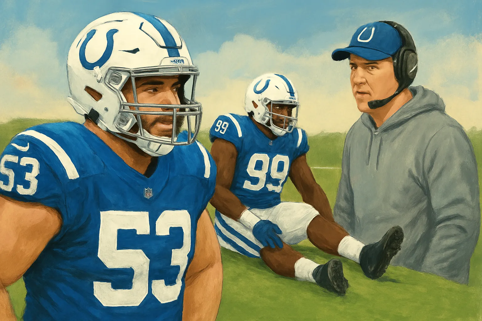 AI-generated illustration of the topic: Colts practice notebook: Tanor Bortolini back in limited practice; Arden Key sidelined with hamstring
