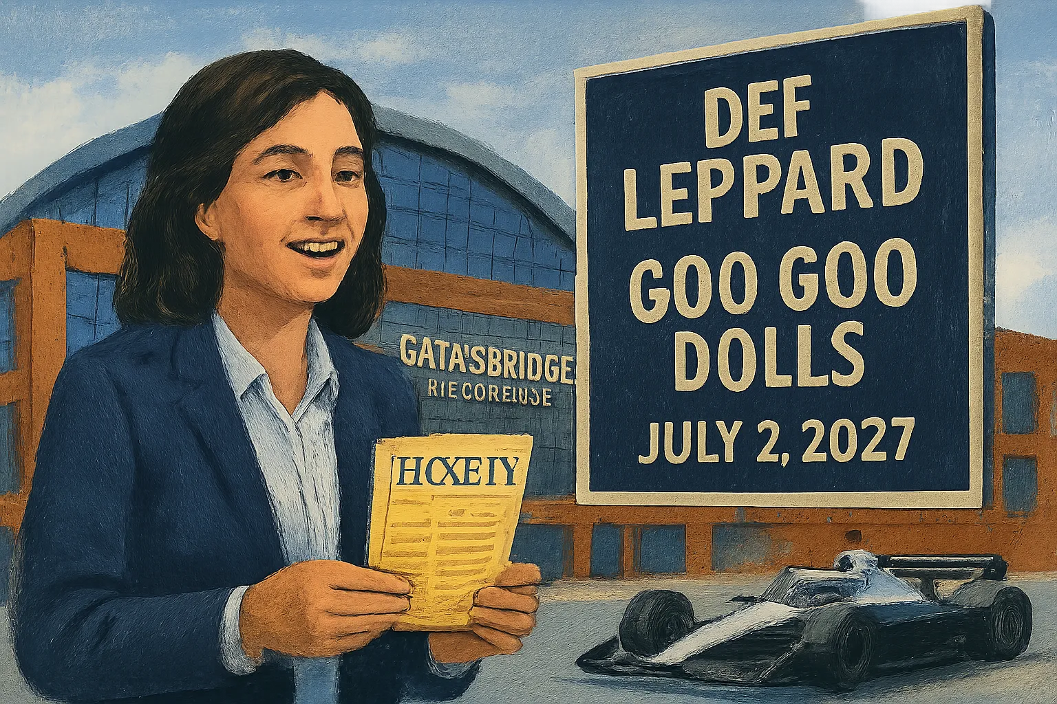 AI-generated illustration of the topic: Ticket sales set Oct. 16 for Def Leppard–Goo Goo Dolls three‑act show at Gainbridge Fieldhouse